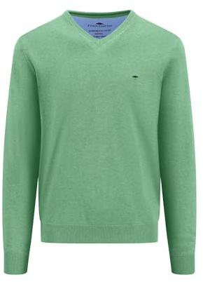FYNCH-HATTON Jersey de Algodón con Cuello de Pico, Verde Turf, S