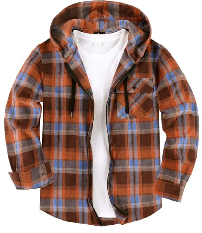 SwissWell Chemises Flanelle pour Hommes à Capuche Chemises à Carreaux Chemise Manches Longues avec Fermeture éclair Chemise de Bûcheron pour Le Travail Randonnée Camping