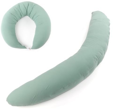 CALIYO Stillkissen XXL,Stillkissen Seitenschläferkissen, Komfortkissen für Erwachsene，Polsterung aus Baumwolle（grün, 190 × 32 cm）