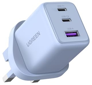 UGREEN USB C Charger Plug, 30W 3-Port USB Fast Charger Power Adapter, Blue | Wall Plug Compatible with iPhone 17 16 15 Pro Max 14 13 12, iPad Air Mini, Galaxy S25 S24 S23, Pixel 10 9 8 7 Pro