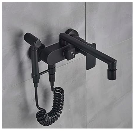 Rubinetto da cucina nero opaco con doccetta per bidet a doppia funzione miscelatore acqua calda e fredda beccuccio girevole design moderno per un facile utilizzo