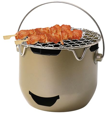 Barbacoas De Carbón Pequeñas | Parrilla BBQ Con Rejilla Cocina Y Asa,Barbacoa de Acero para Cocinar Viaje Playa Jardín Camping