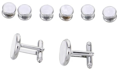 AKOOSY Formella Manschettknappar och Skjortknappar för Fransk Manschett Rund Shell-design Elegant och Accessoar för Kostym Bröllop Affärs Festkläder