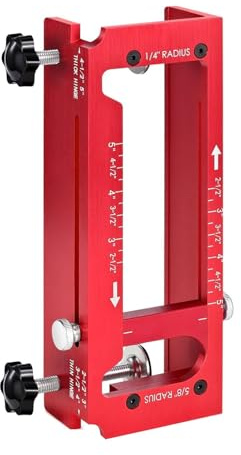 HELEVIA Adjustable Mortise Jig Professional Hinge Slotting Template, Durable Aluminum Alloy Door Hinge Jig Kit, for 4-1/2in, 5in Thick Hinges with Built-in Depth Gage