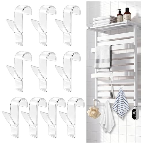 YUUTIAL 10 Stück Haken für Handtuchheizkörper,Transparent Handtuchhalter Heizkörper Haken zum Einhängen,Rundheizkörper,Mehrzweckhaken für Badezimmer, Küche Alle Standard Heizkörper