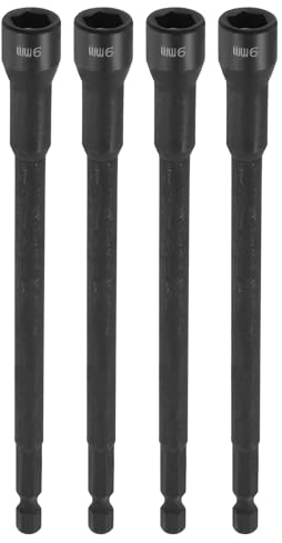QUARKZMAN 4 Pz Nut Driver Punta Per Trapano 9mm Metric Socket 1/4 Esagono 6 (150mm) Extra Lungo Magnetica 6-Punti Socket Cambio Rapido Acciaio Al Cromo Vanadio Bolt Setters