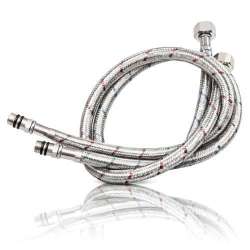 2PCS Anschlussschlauch Armatur G3/8 x M10 Edelstahl, wasserhahn anschlussschlauch flexibel für Küche und Bad, flexschlauch 3/8 für Mischbatterie, wasseranschluss verlängerung 600 mm