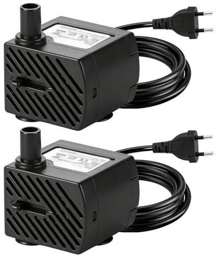 2pcs 3W Mini Wasserpumpe, 180L/H Springbrunnenpumpe, Mini Tauchpumpe | Ultra Leise Aquarium Pumpe Klein für Tischbrunnen, Teichpumpe Klein, Katzenbrunnen Pumpes, Hydroponic Pumpe