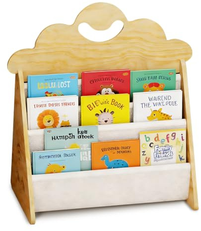 CEWROM Kinder Bücherregal Holz, Montessori Bücherregal Kinder, Kinderregal mit 2 Ebenen, offenes Kinderregal, für Leseecke, Babyzimmer, Kinderbücherregal, Kindergarten & Klassenzimmer Kinderzimmer
