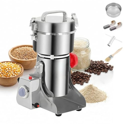 Molino Eléctrico de Granos 1000g, Molinillo de Especias 3000W Motor de Cobre, 6 Cuchillas Alta Velocidad con Temporizador, Molino Oscilante 180°, para Harina, Café y Uso Doméstico y Profesional