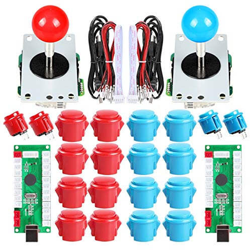 EG STARTS 2 Player USB Controller To PC Game 2x 5Pin Stick + 4x 24mm Push Button + 16x 30mm Buttons For Arcade Games DIY Kits Parts Mame SNK KOF & Red/Blue
