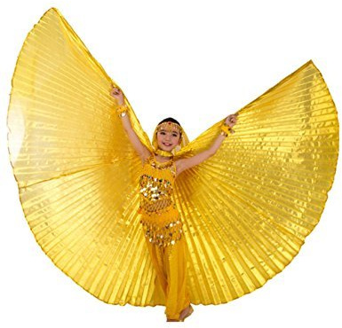 Tanzbekleidung & Accessories Isis Wings Flügel Schleier für Kinder Bauchtanz Belly Dance Kostüm Fasching Karneval Samba Tanz (Gold)