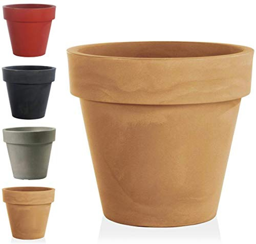 Hochwertiger & Wunderschöner Pflanzkübel / Pflanzgefäß – Kunststoff - Große Auswahl - Runder Blumenkübel / Blumentopf - Indoor & Outdoor - Frostfest (XL: Ø 80cm - Höhe: 72cm, Terra)