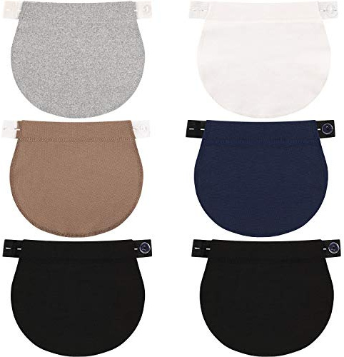 Willbond 6 Packs Maternity Pants Extender Adjustable Waist Extenders Pregnancy Waistband Extender Elastic Pregnancy Trouser, approx. 20.5 x 17.5 cm/ 8.1 x 6.9 inches, Gray