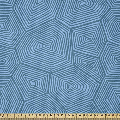 ABAKUHAUS Schildkröte Stoff als Meterware, Triangles Hexagonal-Muster, ausdehnbar mit Elestan für Heimwerkarbeiten und Näharbeiten, 1Meter, Blau