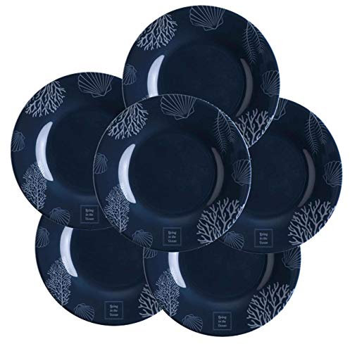 Marine Business Set di 6 piatti da dessert in melamina, 20 cm, colore: bianco navy