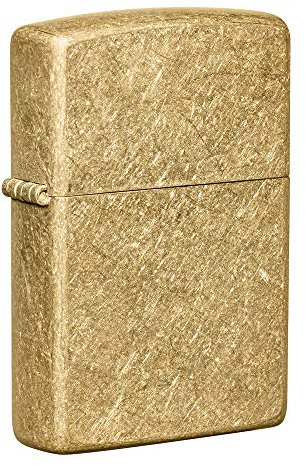 Accendino Zippo® Tumbled Brass 49477, Accendino Antivento Ricaricabile Zippo, Realizzato in Metallo con Caratteristico click Zippo, Color Oro, Made in USA, Ottima Idea Regalo