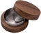 BIGH Cenicero de madera con tapa - Cenicero de interior y exterior decorativo - Cenicero original con tapa anti-olores 3 piezas - Color: Madera oscura y metal