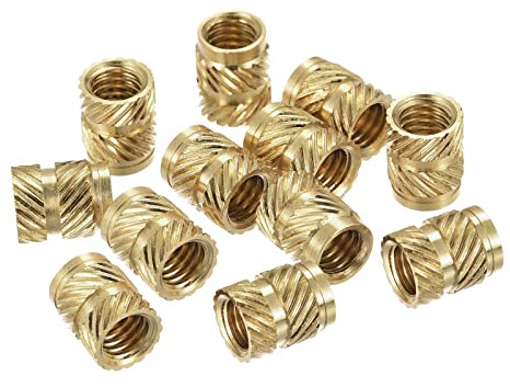 sourcing map Knurled Insert Nut M6 x 10mm L x 8mm OD Female Thread Brass Embedding Nut 30 Pcs