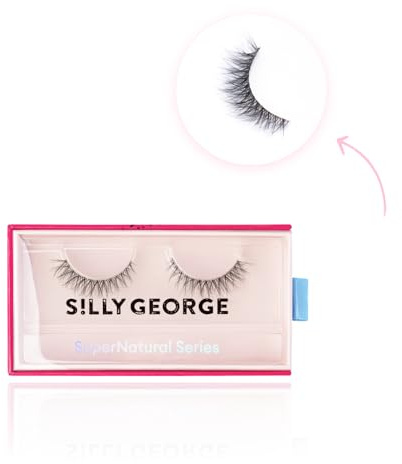 Silly George SuperNatural False Eyelashes - Waterproof & Reusable Natural Eyelashes | Cluster Lashes with Clear & Flexible Band | Thick, Fluffy, Comfortable & Lightweight (Halley)