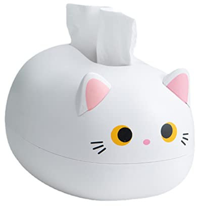 KKPLZZ Taschentuchbox in Cartoon-Katzenform, nordische Kunststoff-Taschentuchbox, rechteckig, Kosmetiktuchspender, Halter für Küche, Wohnzimmer, Restaurant und Hotel