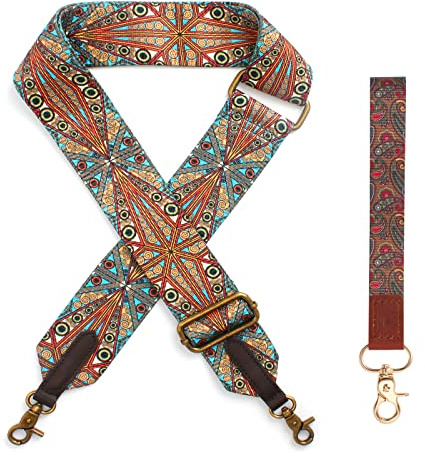Bubuyun Bred axelrem, justerbar ersättningsväska rem 91 – 147 cm lång axelväska remmar crossbody handväska med klämmor, med handväskremmar, telefonsnodd, Flerfärgad, 95-145cm