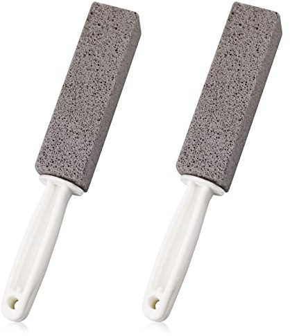 LAMXD Pumice Cleaning Stone, with Handle Toilet Bowl Ring Cleaner Pumice Stone Sticks, Hard Water Ring Stains Remover Pumice Stone Sticks Brushes for Kitchen Bath Pool Household Cleaning(2 Pack)