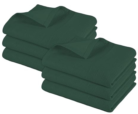 Pagnanno.–Hotel Quality Kitchen Tea Towels & Waffle Weave tea towel|Professional Cotton 45x70cm|Absorbent Fast Drying Dish Towels,Kitchen and Bar Towels (Pack of 6 (45x70cm), Waffle - Emerald Green)