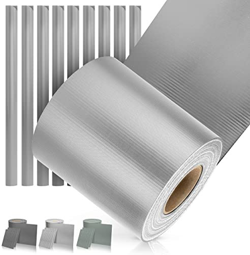 Casa Mina Sichtschutzstreifen 50 Meter x 19 cm inkl. 30 Clips | Sichtschutz Zaun | Sichtschutz Doppelstabmattenzaun | 450g/m² (Grau)