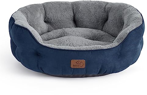 Bedsure Large Cat Beds for Indoor Cats Round Washable, 63x53cm | Small Cat Bed with Soft Reversible Cushion, Kitten Pet Bed with Slip-Resistant Bottom