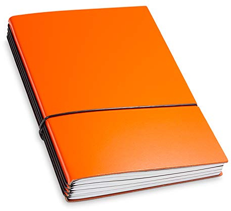 X17-A5 Terminplaner/Organizer 2027 | Kalender | orange; aus recyceltem Leder. Austauschbare Hefte: Wochenkalender Classic+2 Hefte (blanko, gepunktet)