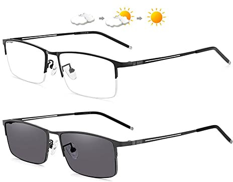 WInara Selbsttönende Sonnenbrille, Progressive Multifokus Lesebrille, Gleitsichtbrille Sehhilfe Lesehilfe UV400 Presbyopie Brille for Männer und Frauen (Color : Black, Size : +0.50)