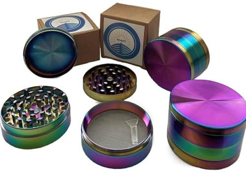 Noahs Rainbow Grinder Strong Magnetic Secure lid Metal 4 Parts 61mm Giant 2.4 inch Grinder Spice Grinder Crusher