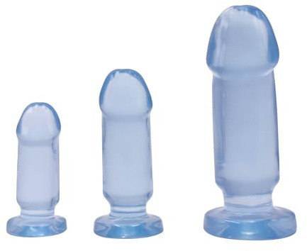 Adam & Eve Jelly Backdoor Training Kit, Ultra, Flexible & Comfortable 3, Piece Graduated Anal Plug Set, Flexible & Realistic Butt Plugs with Suction Cup Bases for Hands Free Anal Training Fun
