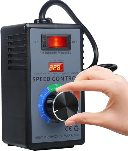 DEWIN Regulador de Velocidad Motor 220V 10A 4000W Regulador de Voltaje,Motor Controlador de Velocidad de Ventilador, Gobernador Atenuador Termostato, para Amoladoras Angulares