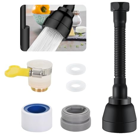 Zimoer Prolunga Rubinetto Cucina Girevole a 360°, 3 Modalità Aeratore Rubinetto Cucina, Doccino per Lavandino Cucina, Rompigetto Universale Rubinetto Testa a Spruzzo per Bagno e Cucina (Nero)