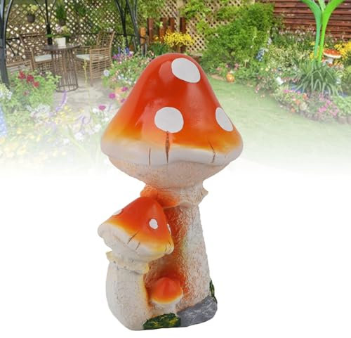 BLSYHDH Pilz-Statue, Dekor, Kleine Harze, Pilz-Dekor, Pilze, Figur, Garten-Dekor, Rasen-Pilze, Dekor, Feengarten, Pilz-Dekor für Rasen Im Freien(Orangenpilz)