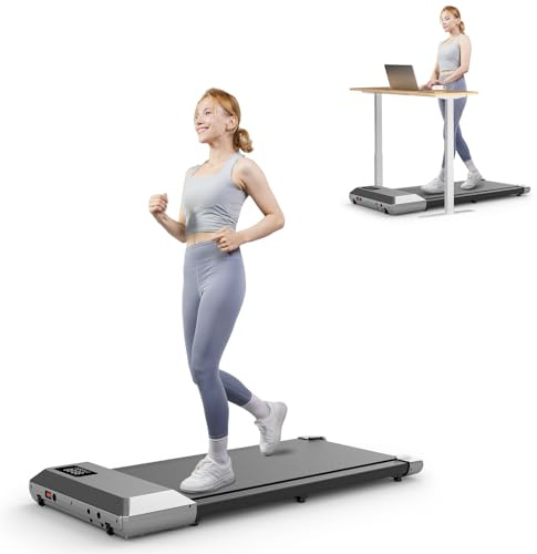 DeerRun Walking Pad Raceable,Laufband für Zuhause bis 136kg, Laufband Schreibtisch mit Pitpat App, Treadmill Leise 2,5PS mit Professionelle Trainingskurse & Multi-Runner-Rennen