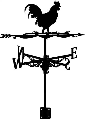 Wetterfahne aus Metall in Form eines Hahns, Wetterhahn-Ornament, Windrichtungsanzeiger, Wetterfahne aus Edelstahl in Hühnerform, Dachgarten-Dekoration für den Außenbereich, Bauernhof