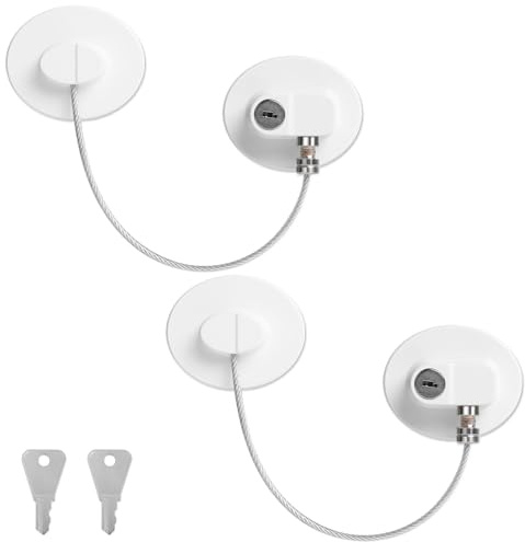 Romon Blocca Cassetti Per Bambini 2 Pezzi, Chiusure Sicurezza Bambini Con 4 Chiavi Per Porte, Finestre E Frigoriferi, Cassetti, Lavatrici, Armadi, Attenzione Alla Sicurezza Dei Bambini