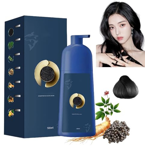 Zhihuashi Haarfärbecreme auf Pflanzenbasis, Zhihuashi Bubble Dye Shampoo, Qiweitang Bubble Plant Haarfärbeshampoo, Zhihuashi Caviar Protein Haarfärbemittel für Frauen und Männer(Natural Black)