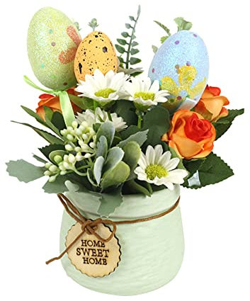 Huamengyuan 18 cm Künstliche Topfpflanze Grünarrangement mit simulierten Blumen Perfekt für Zuhause Büro Küche und Landhaus Dekoration für eine Aufhellung Ihres Raumes mit üppigem Grün