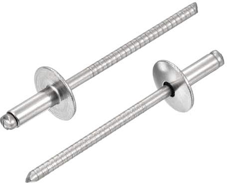 sourcing map 100 rivetti a testa tonda con flangia grande in acciaio inox 304, 1/8 x5/16, rivetti ciechi con estremità aperta per costruzione, produzione automobilistica, aerospaziale, costruzione