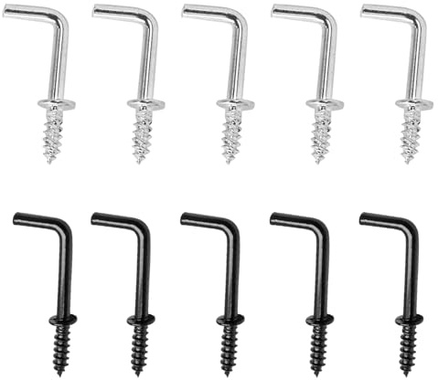 Gancio a vite dritto con fessura, gancio da parete per viti, gancio a vite piccolo, gancio a vite bianco, nero, gancio per tela, set di ganci a vite per immagini, scaffali e altro ancora