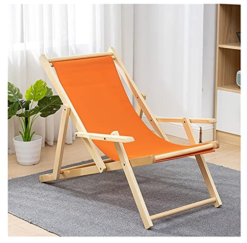 Generisch Klappbarer Liegestuhl aus Holz, Sonnenliege, Terrassenliege, Chaiselongue, 4 verstellbare Liegepositionen, Bambusrahmen, Segeltuchsitz mit abnehmbarem Kissen für Camping, Pool, STR