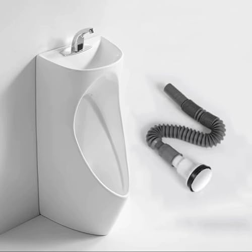 PQXQZ Urinals for Men,Floor Standing Men's Urinal with Washbasin Anti Splash Urinal with Sensor Faucet Porcelain Urinal