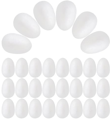 Garneck 50 Unitá Uova in Polistirolo da Decorare per Bambini 3 CM Solide per Hobby Creativi e Decorazioni Fai da Te Stagionali