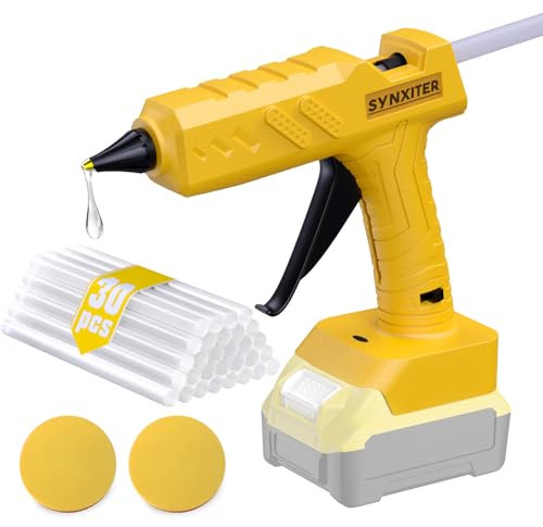 Powtree Pistola per colla a caldo per batteria Dewalt da 20 V, pistola per colla a caldo senza fili, riscaldamento rapido, pistola per colla per fai da te, artigianato e riparazioni rapide (con 30