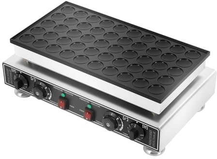 Gaufrier belge à 50 plates, 1800 W, en acier inoxydable, avec revêtement antiadhésif, température et temps réglables, pour mini arme circulaire de 4,5 cm