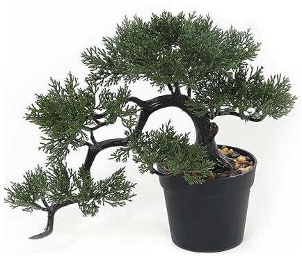 Cipresso artificiale Bonsai, pianta in vaso realistica, per interni ed esterni, albero di simulazione decorativo, larghezza 28 cm, piante artificiali sempreverdi come reali per casa, balcone e ufficio